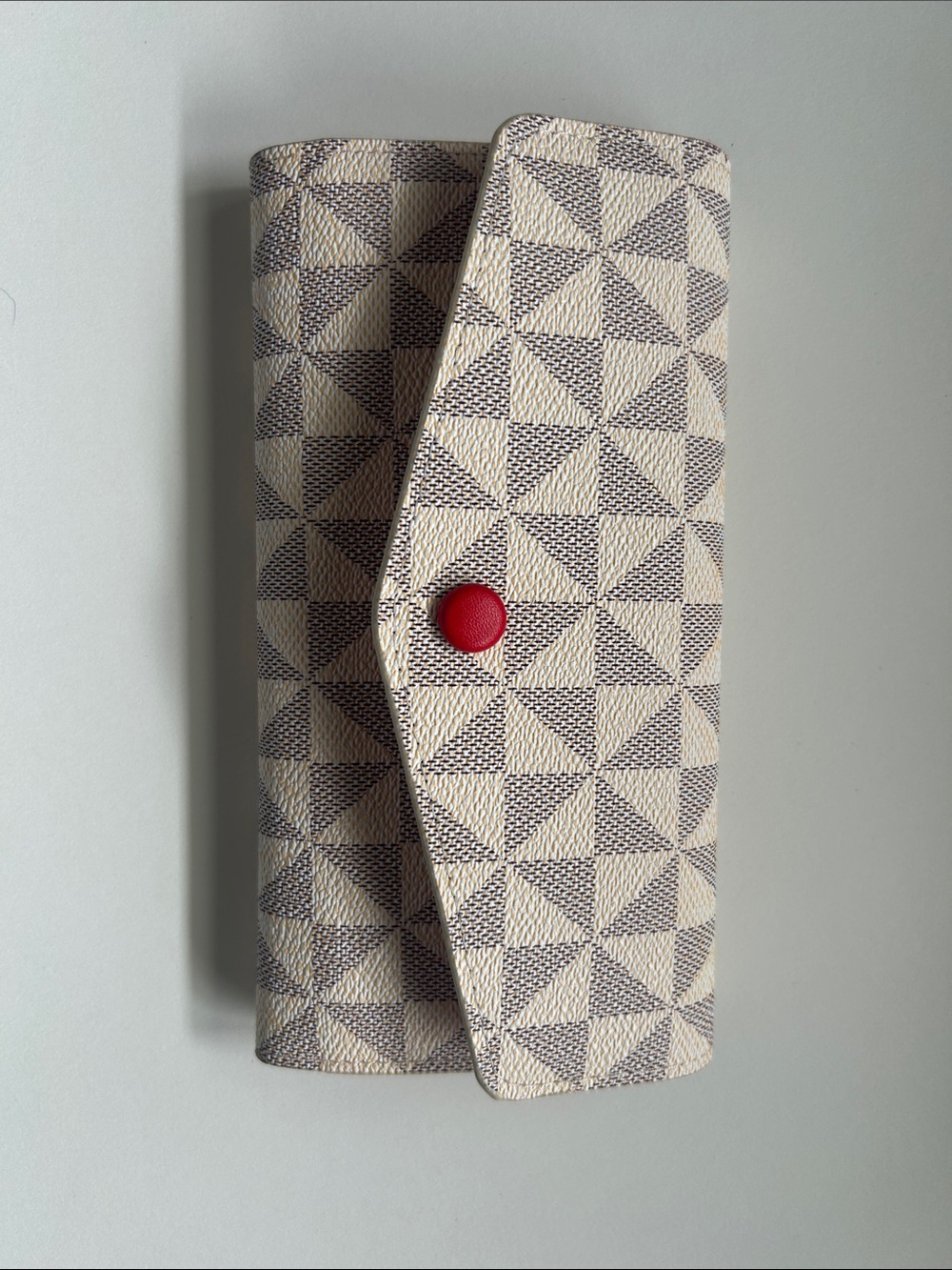 Geometric Print Wallet Clutch with Red Snap